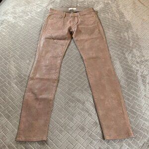 7 For All Mankind Womens 25 Jeans Pink Metallic Snake Animal Print Low Rise